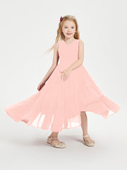 Cascading Skirt Boho Dresses for Junior Bridesmaids Coral