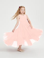 Cascading Skirt Boho Dresses for Junior Bridesmaids Coral