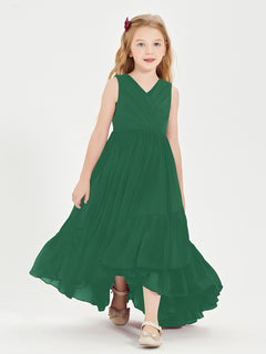 Cascading Skirt Boho Dresses for Junior Bridesmaids Dark Green