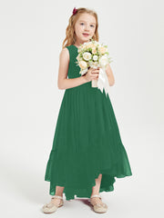 Cascading Skirt Boho Dresses for Junior Bridesmaids Dark Green