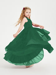 Cascading Skirt Boho Dresses for Junior Bridesmaids Dark Green