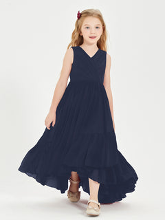 Cascading Skirt Boho Dresses for Junior Bridesmaids Dark Navy