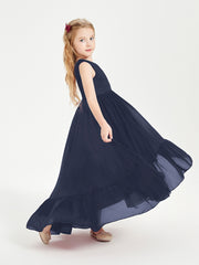 Cascading Skirt Boho Dresses for Junior Bridesmaids Dark Navy