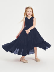 Cascading Skirt Boho Dresses for Junior Bridesmaids Dark Navy