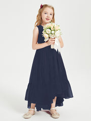 Cascading Skirt Boho Dresses for Junior Bridesmaids Dark Navy