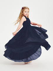 Cascading Skirt Boho Dresses for Junior Bridesmaids Dark Navy