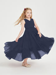 Cascading Skirt Boho Dresses for Junior Bridesmaids Dark Navy