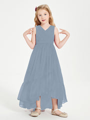 Cascading Skirt Boho Dresses for Junior Bridesmaids Dusty Blue