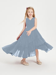 Cascading Skirt Boho Dresses for Junior Bridesmaids Dusty Blue