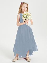 Cascading Skirt Boho Dresses for Junior Bridesmaids Dusty Blue
