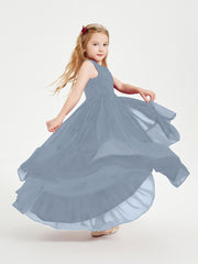 Cascading Skirt Boho Dresses for Junior Bridesmaids Dusty Blue