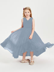 Cascading Skirt Boho Dresses for Junior Bridesmaids Dusty Blue