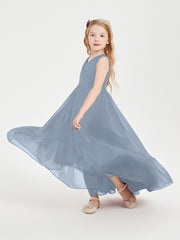 Cascading Skirt Boho Dresses for Junior Bridesmaids Dusty Blue