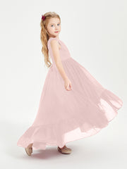 Cascading Skirt Boho Dresses for Junior Bridesmaids Dusty Rose