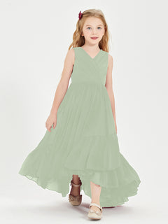 Cascading Skirt Boho Dresses for Junior Bridesmaids Dusty Sage