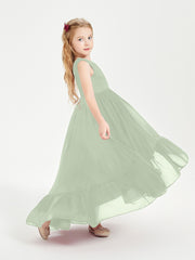 Cascading Skirt Boho Dresses for Junior Bridesmaids Dusty Sage