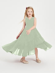 Cascading Skirt Boho Dresses for Junior Bridesmaids Dusty Sage
