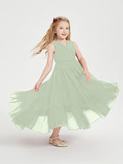 Cascading Skirt Boho Dresses for Junior Bridesmaids Dusty Sage