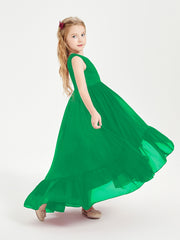 Cascading Skirt Boho Dresses for Junior Bridesmaids Emerald