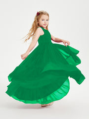 Cascading Skirt Boho Dresses for Junior Bridesmaids Emerald