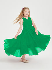 Cascading Skirt Boho Dresses for Junior Bridesmaids Emerald