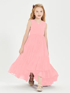 Cascading Skirt Boho Dresses for Junior Bridesmaids Flamingo