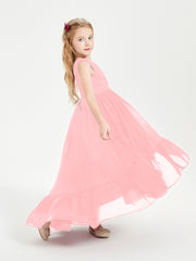 Cascading Skirt Boho Dresses for Junior Bridesmaids Flamingo