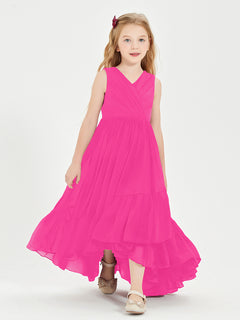 Cascading Skirt Boho Dresses for Junior Bridesmaids Fuchsia