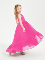 Cascading Skirt Boho Dresses for Junior Bridesmaids Fuchsia