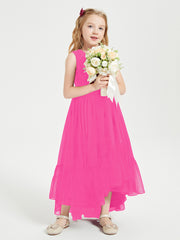 Cascading Skirt Boho Dresses for Junior Bridesmaids Fuchsia