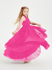 Cascading Skirt Boho Dresses for Junior Bridesmaids Fuchsia