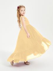 Cascading Skirt Boho Dresses for Junior Bridesmaids Gold