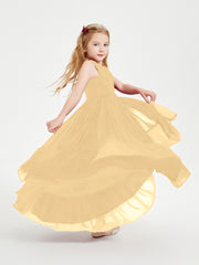 Cascading Skirt Boho Dresses for Junior Bridesmaids Gold