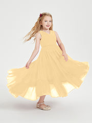 Cascading Skirt Boho Dresses for Junior Bridesmaids Gold