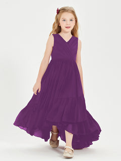 Cascading Skirt Boho Dresses for Junior Bridesmaids Grape