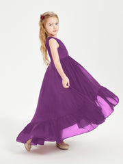 Cascading Skirt Boho Dresses for Junior Bridesmaids Grape