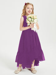 Cascading Skirt Boho Dresses for Junior Bridesmaids Grape