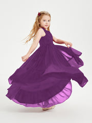 Cascading Skirt Boho Dresses for Junior Bridesmaids Grape