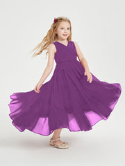 Cascading Skirt Boho Dresses for Junior Bridesmaids Grape