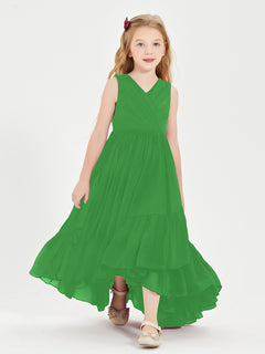 Cascading Skirt Boho Dresses for Junior Bridesmaids Green