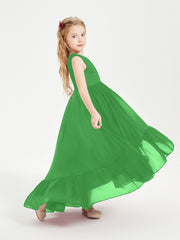 Cascading Skirt Boho Dresses for Junior Bridesmaids Green