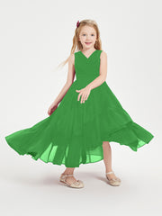 Cascading Skirt Boho Dresses for Junior Bridesmaids Green