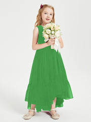Cascading Skirt Boho Dresses for Junior Bridesmaids Green