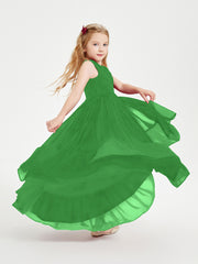 Cascading Skirt Boho Dresses for Junior Bridesmaids Green