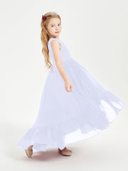 Cascading Skirt Boho Dresses for Junior Bridesmaids Lavender