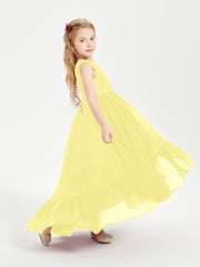 Cascading Skirt Boho Dresses for Junior Bridesmaids Lemon