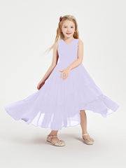 Cascading Skirt Boho Dresses for Junior Bridesmaids Lilac
