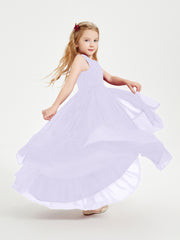Cascading Skirt Boho Dresses for Junior Bridesmaids Lilac