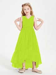 Cascading Skirt Boho Dresses for Junior Bridesmaids Lime Green
