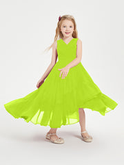 Cascading Skirt Boho Dresses for Junior Bridesmaids Lime Green